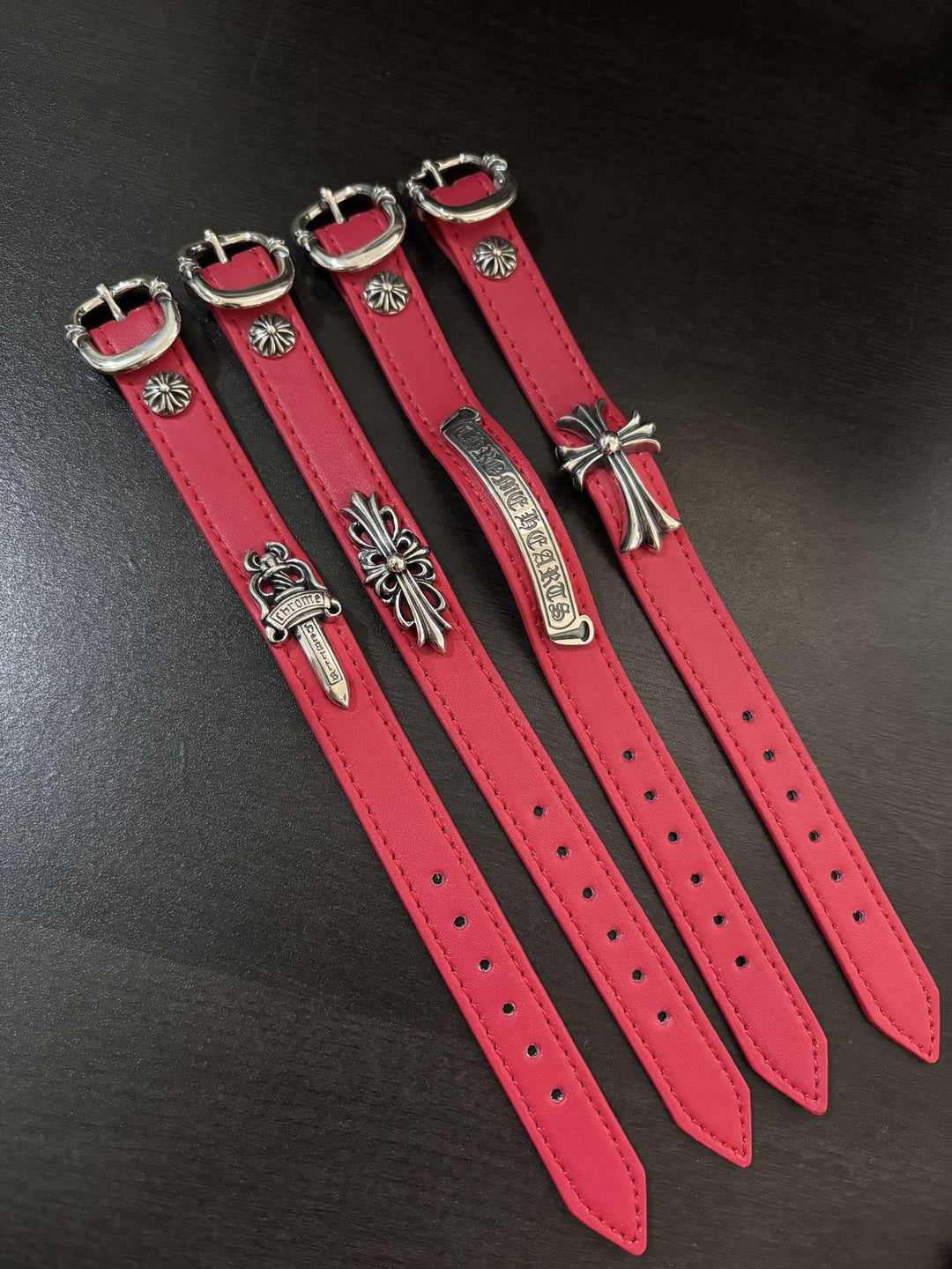 Chrome Hearts Cross, Anchor and Hexagram Leather Bracelet