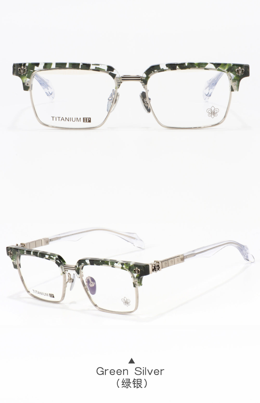 Chrome Hearts half-rimmed accordion temple glasses