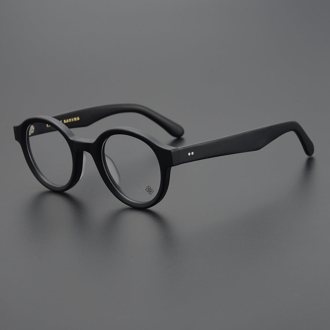 Round frame thick frame glasses for a slimming effect
