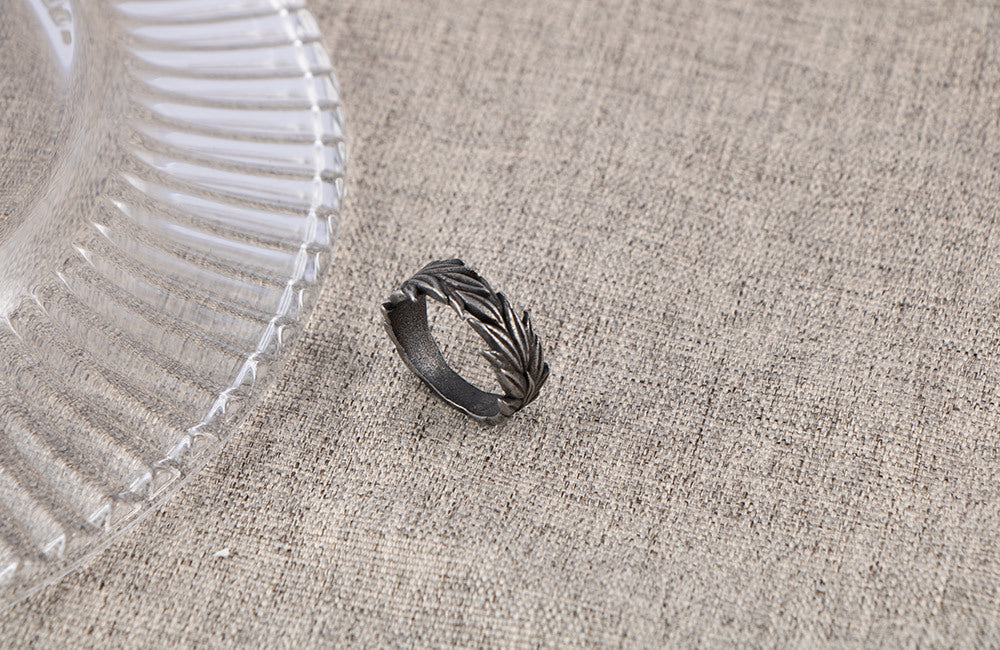 Vintage distressed botanical and wheat ear ring