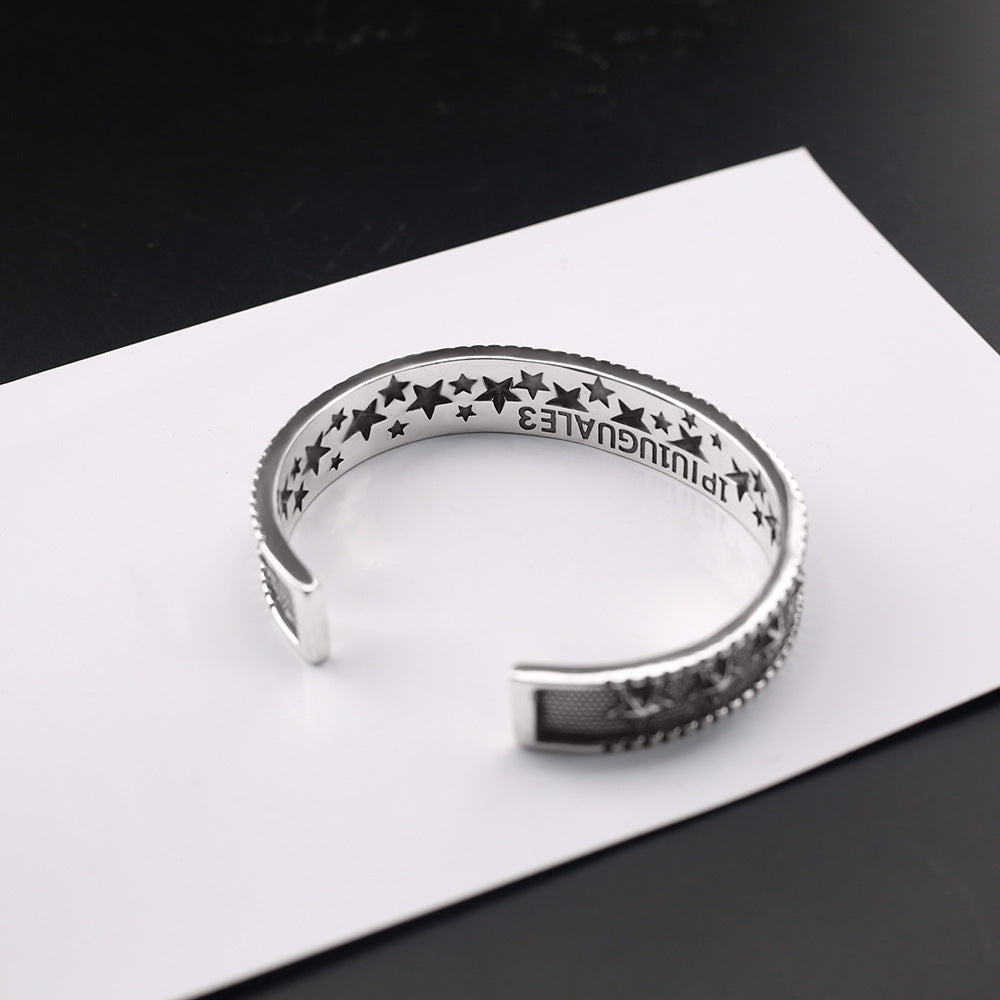 Retro five-pointed star open bracelet