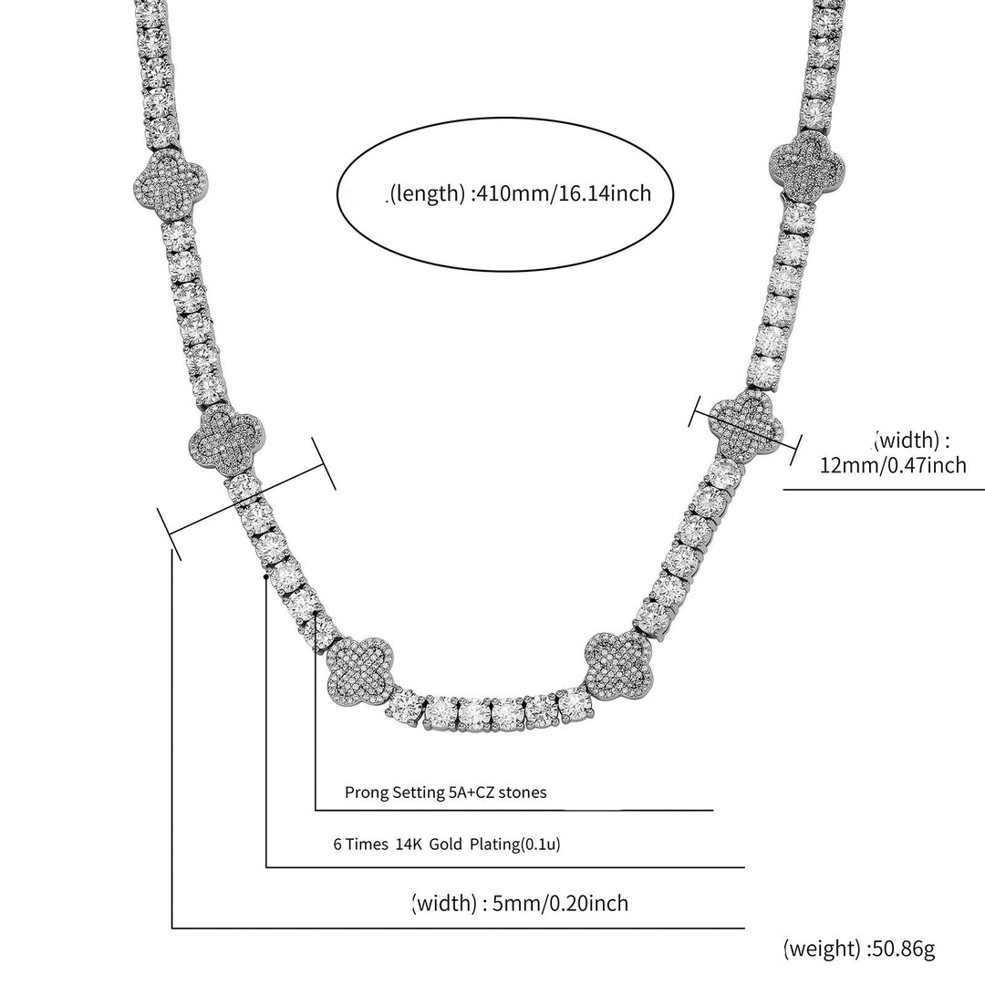 Hip-hop four-leaf clover zircon chain, tennis chain.