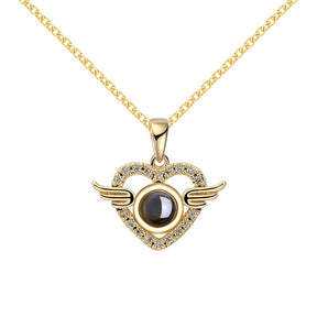 Customized Angel Projection Necklace with Diamonds