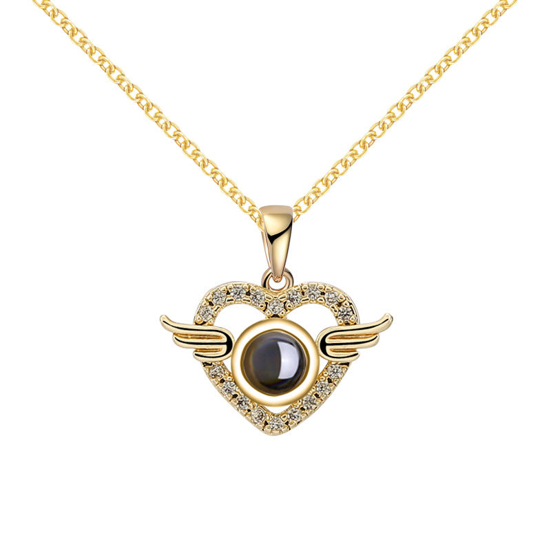 Customized Angel Projection Necklace with Diamonds