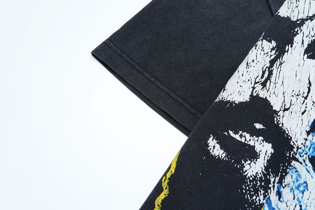 VAL Washed and Distressed Streetwear T-Shirt