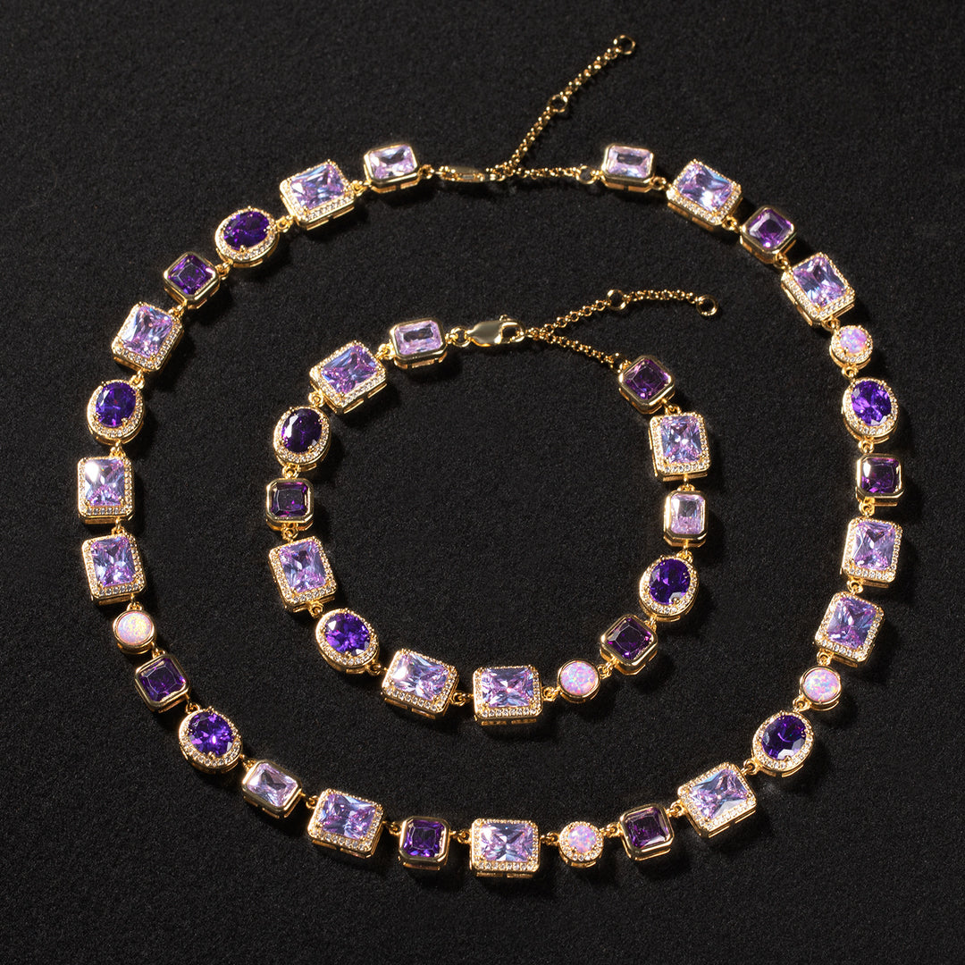 10mm Geometric Purple Gemstone Necklace