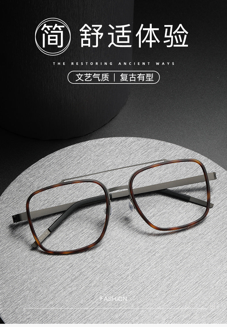 Double-bridge large square screwless welded eyeglass frame