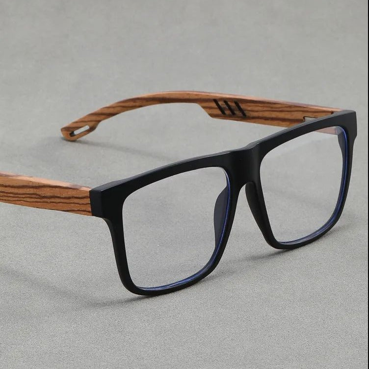 Bamboo-style square frame eyeglasses