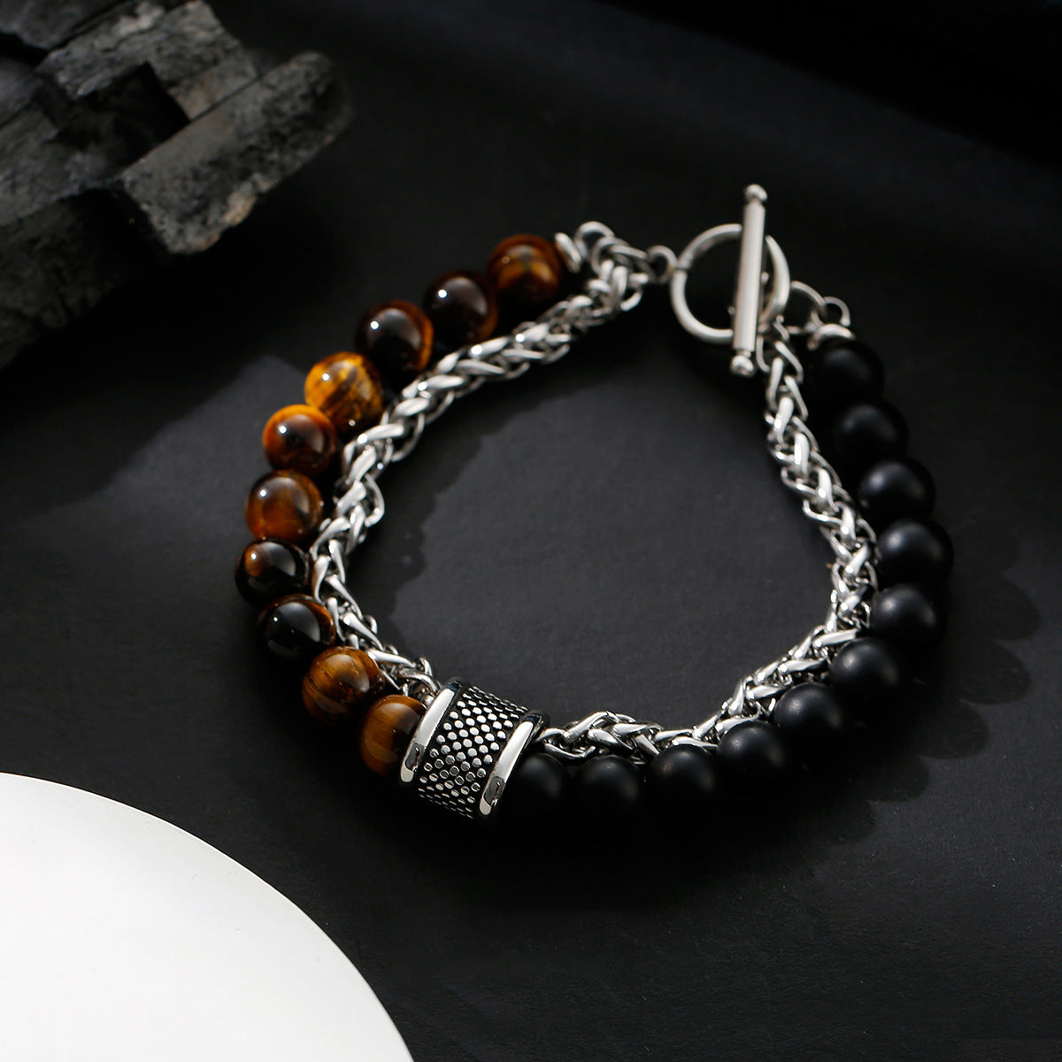 Obsidian beaded bracelet