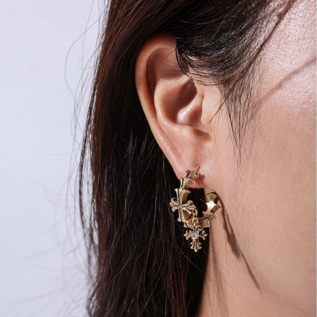 Chrome Hearts-Inspired Exquisite Cross Earrings