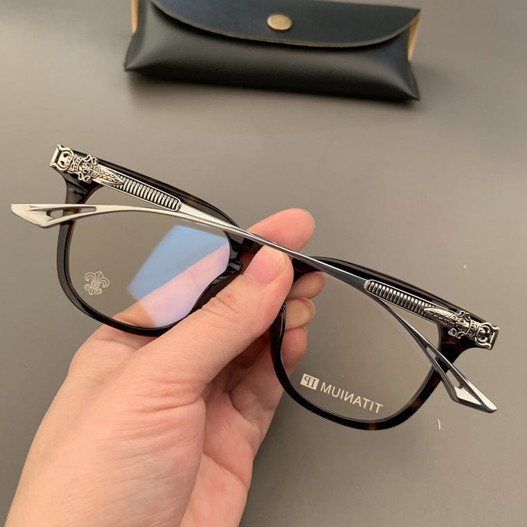 Chrome Hearts square acetate, pure titanium eyeglasses for nearsightedness