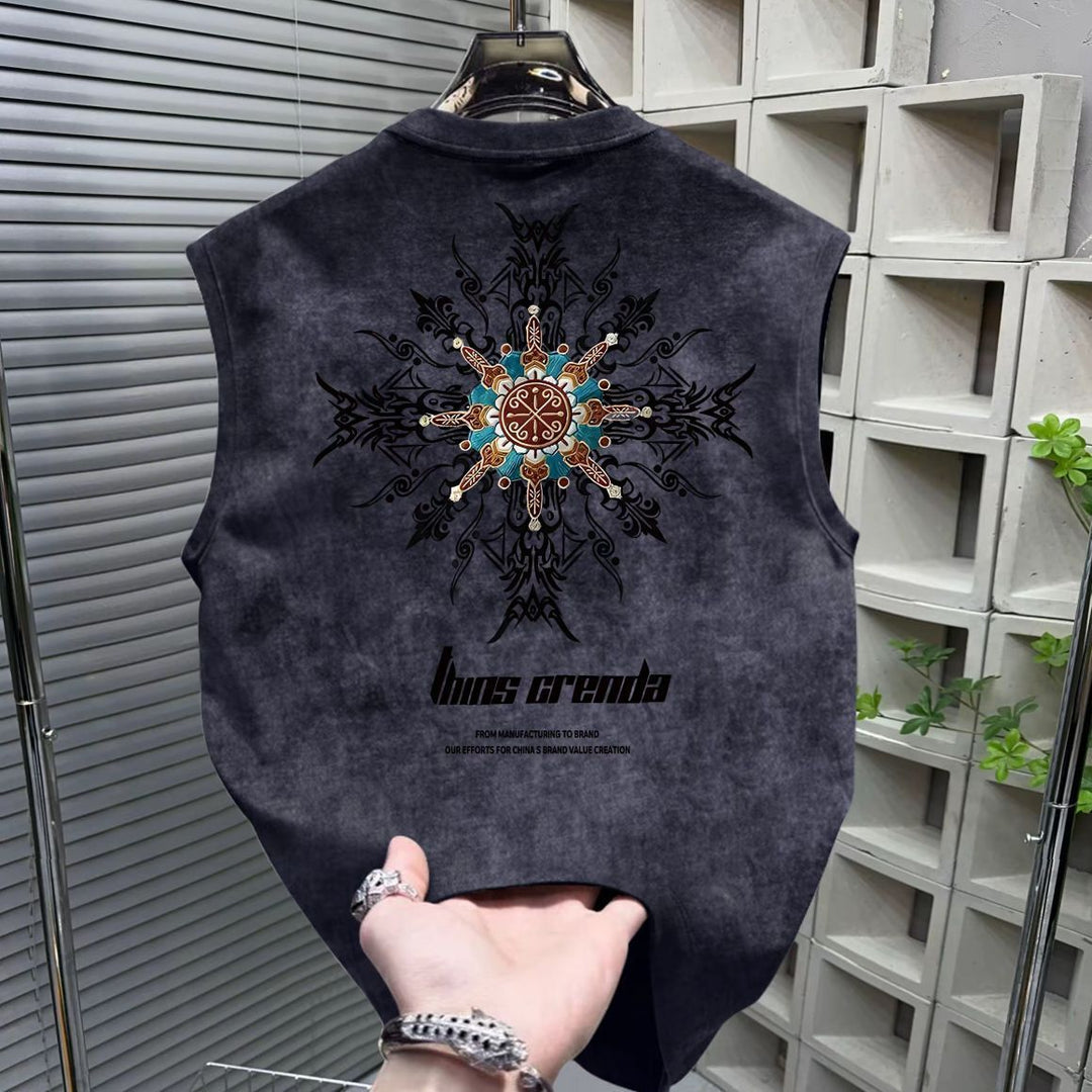 Tribal Mandala Graphic Print Loose Fit Streetwear Tank Top