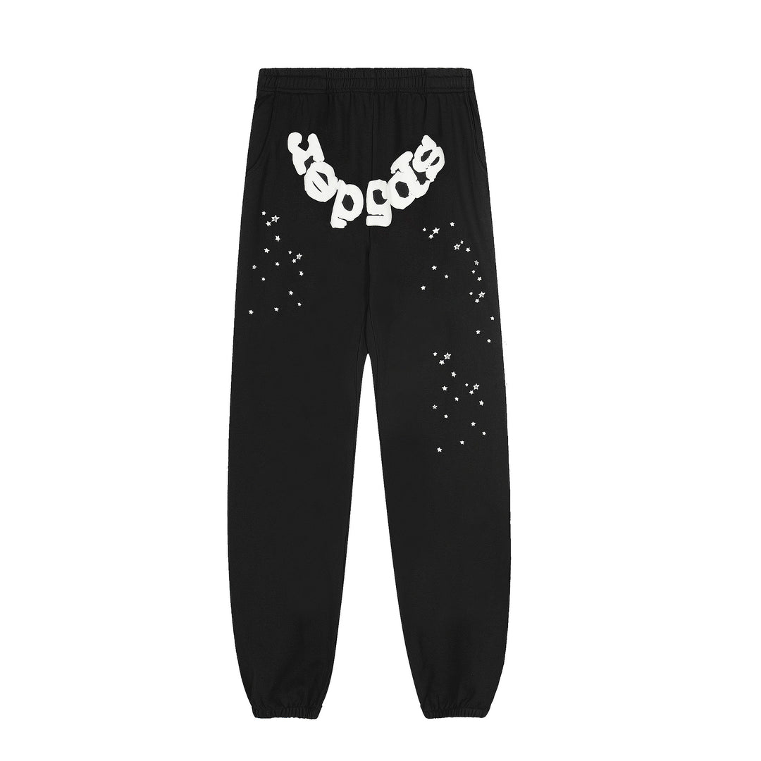 Sp5der 555555 star pattern hooded trousers and sweatshirt