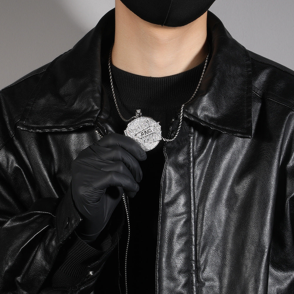 "Money and Family" letter pendant round disc necklace