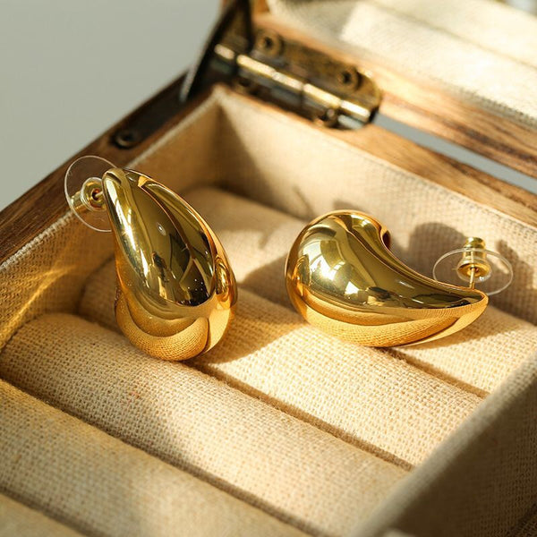 18K Gold Water Drop Earrings Simple Personality Ear Jewelry