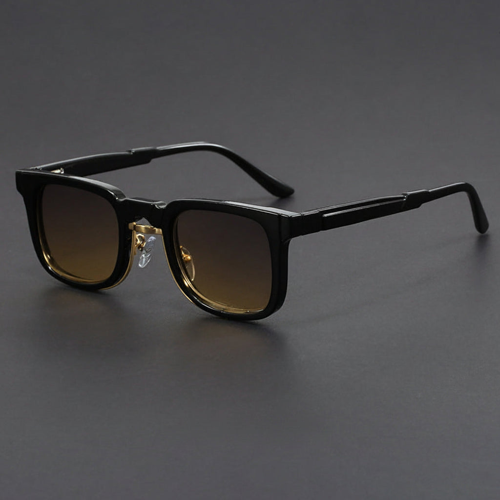Retro European and American Square Sunglasses with Spring Temples