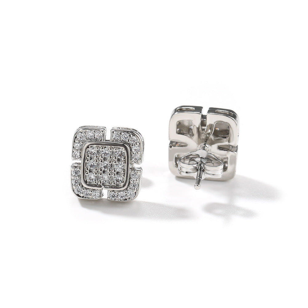 Square cross eight-star and eight-sword diamond Earrings