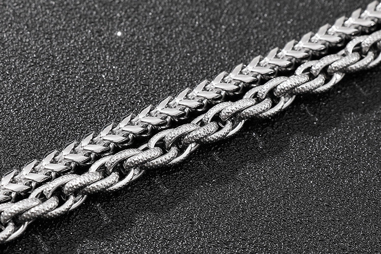 Punk Rock Minimalist Fashion Stainless Steel Double-Layer Bracelet