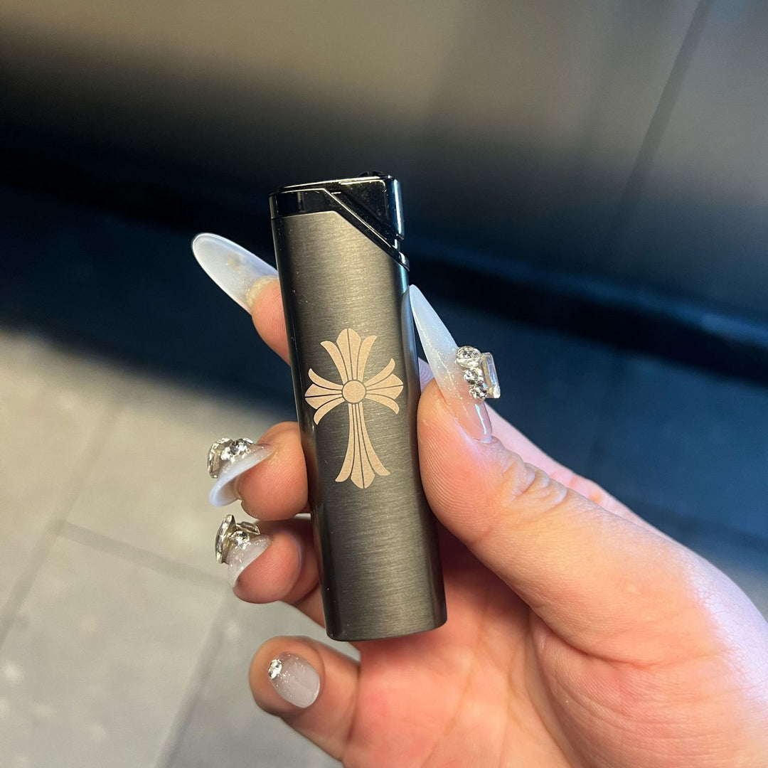 Chrome Hearts Metal Lighter, Windproof Pink Flame