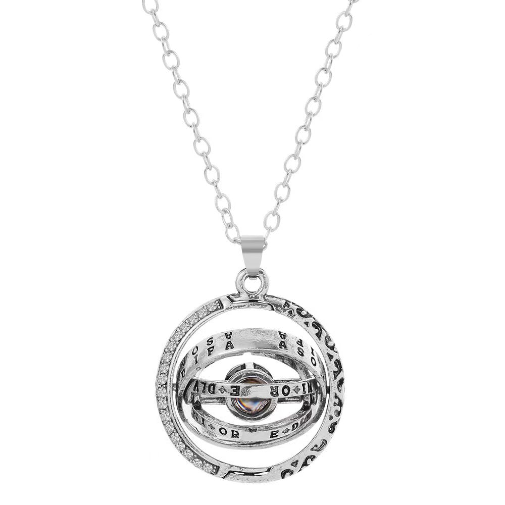 Astronomical ball projection necklace rotatable pendant