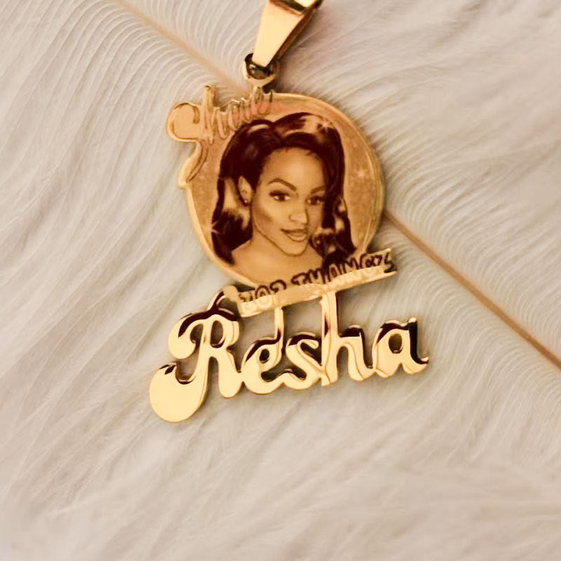 Customized photo name necklace logo letter necklace