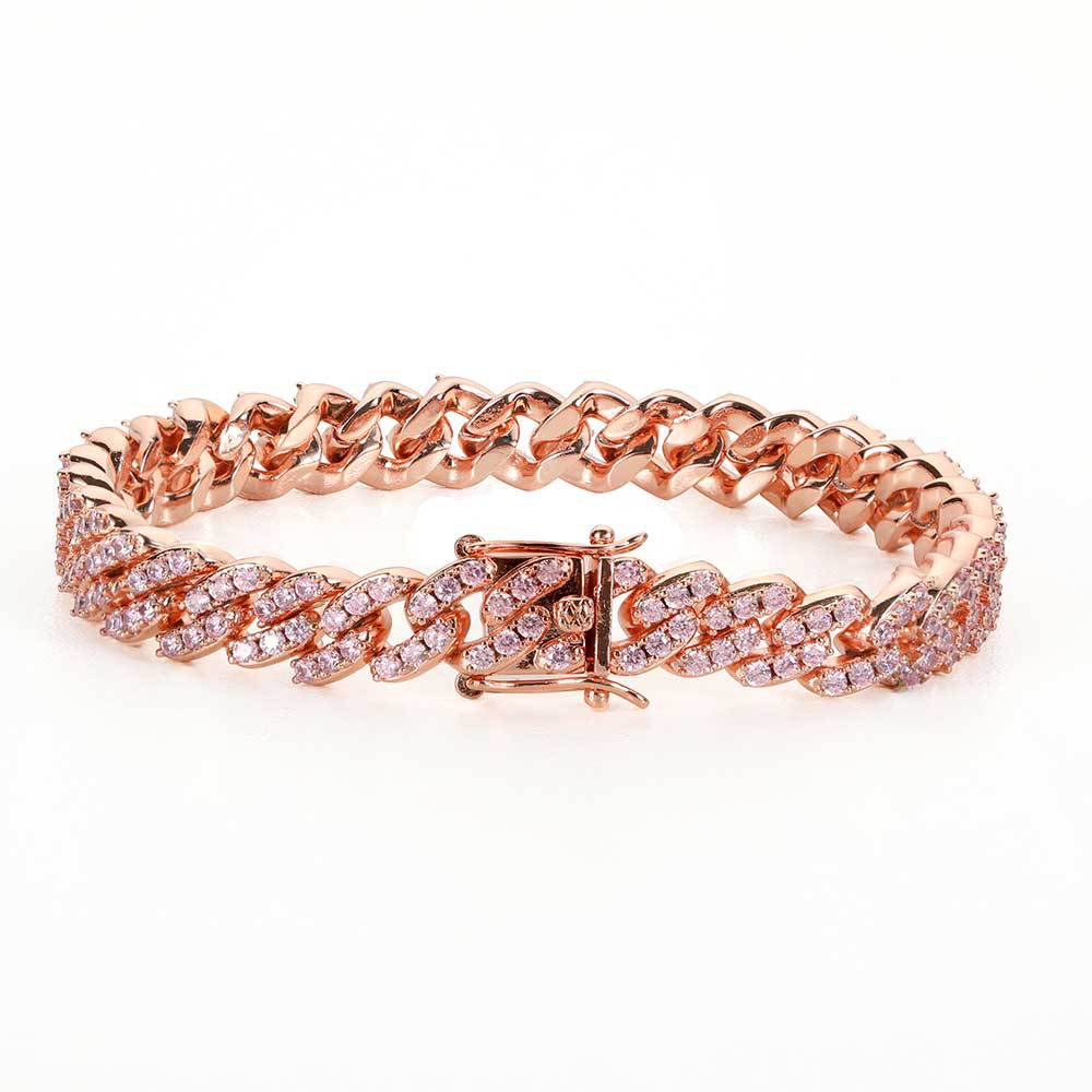 9mm Single-Row Zircon Cuban Link Bracelet