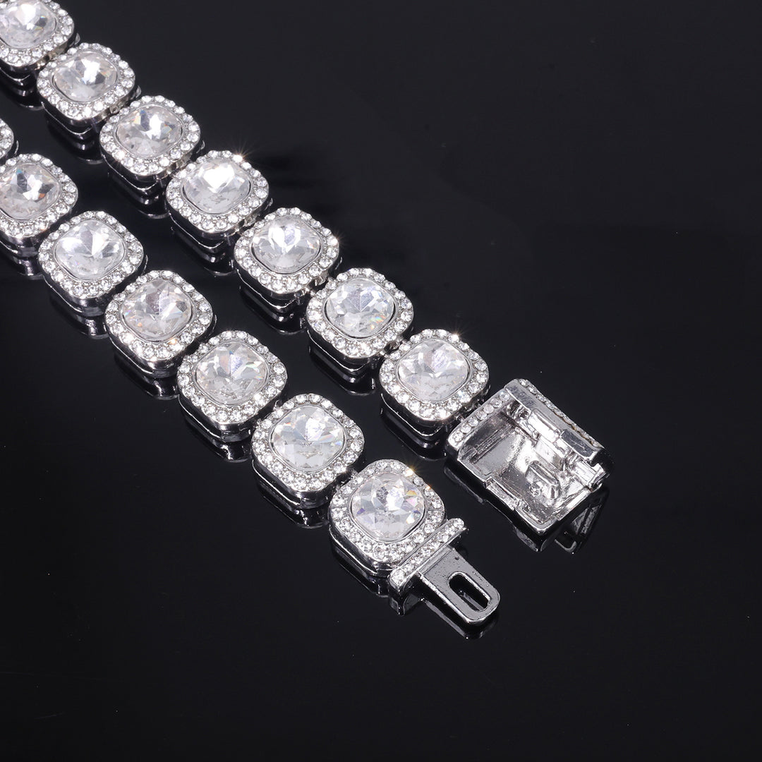 12mm flip-top rhinestone-encrusted candy chain necklace