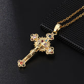 Cross colored zircon micro inlaid zircon necklace pendant