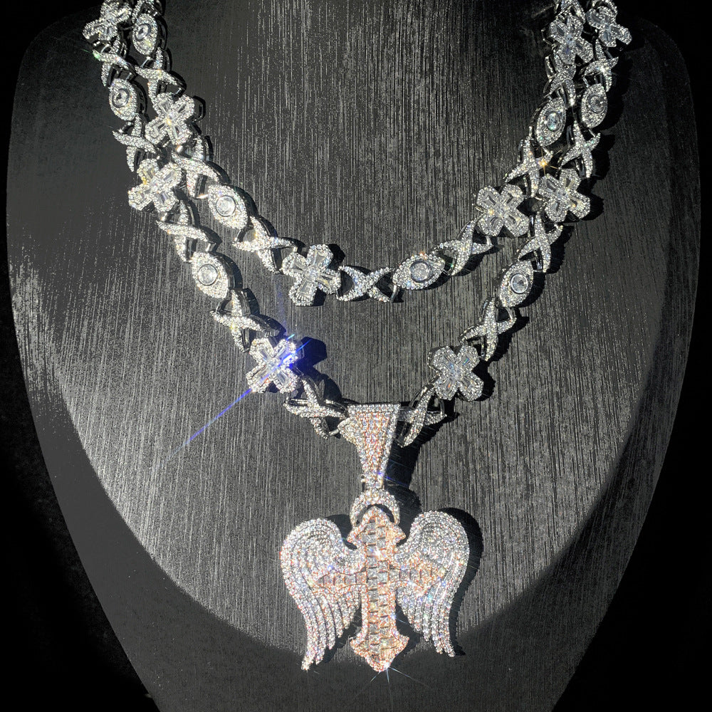 Hip-hop cross wings men's pendant