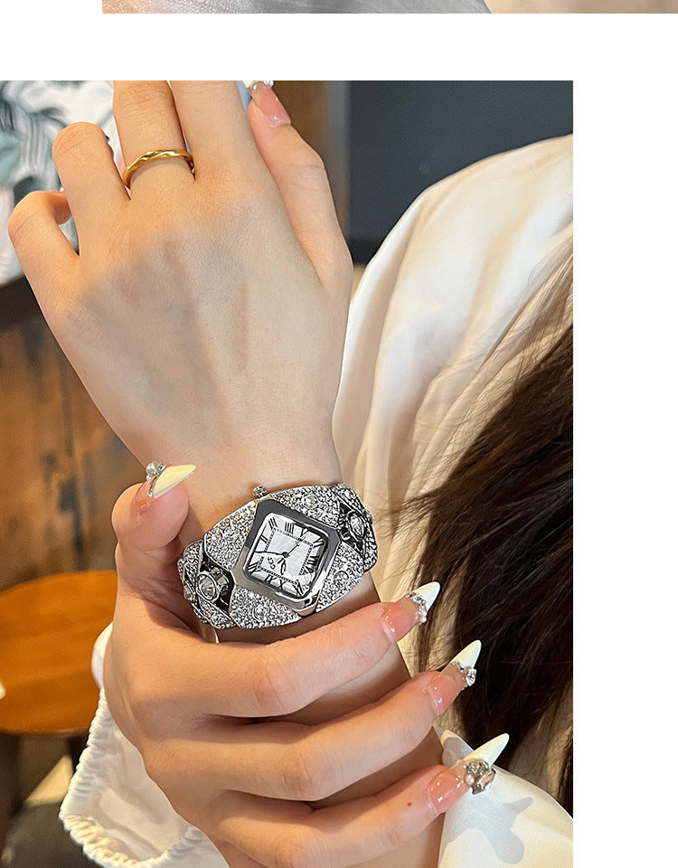 Luxury Full Diamond High-End Bangle Watch for Women