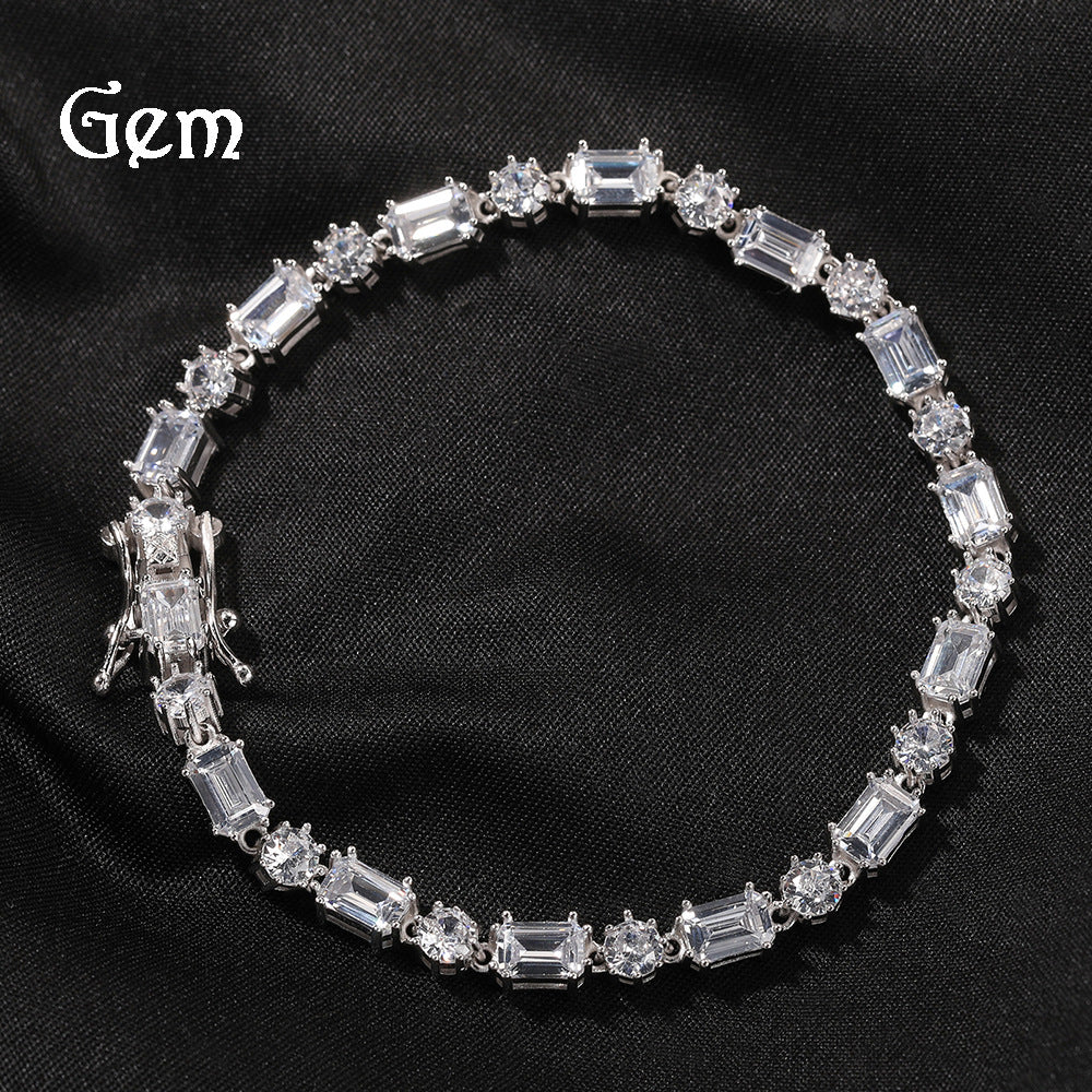 Mixed Square & Round Zirconia Tennis Bracelet
