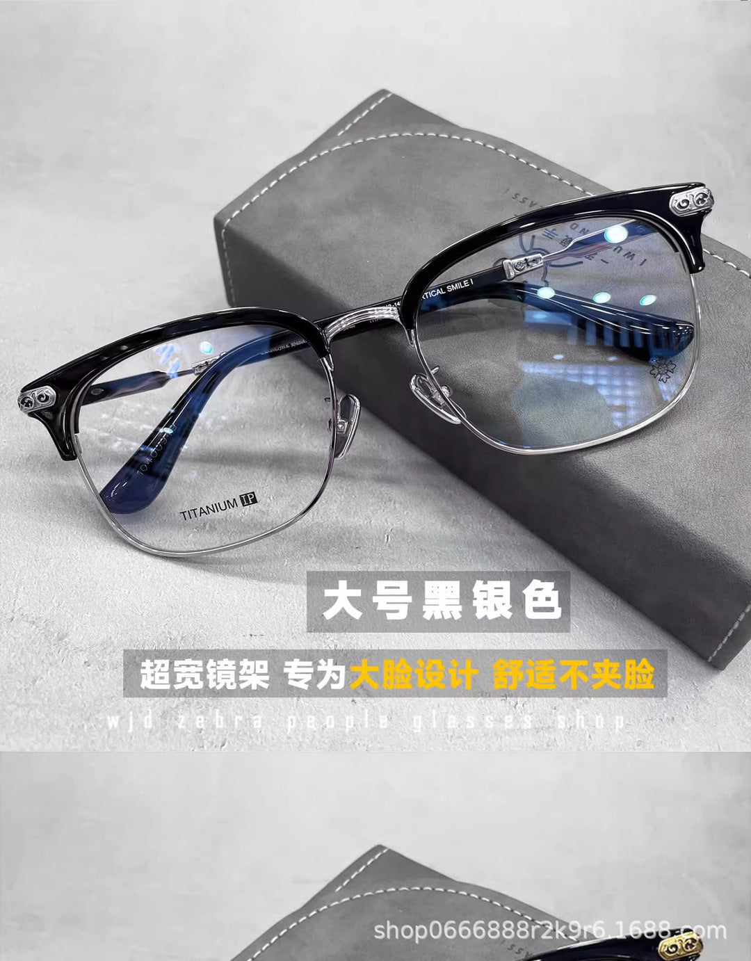 Chrome Hearts Large Frame Titanium Frame Semi-Rim Eyeglasses