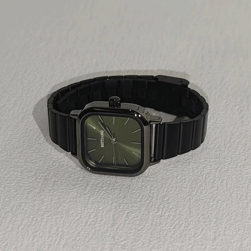Bamboo-shaped strap artistic square dial women's watch