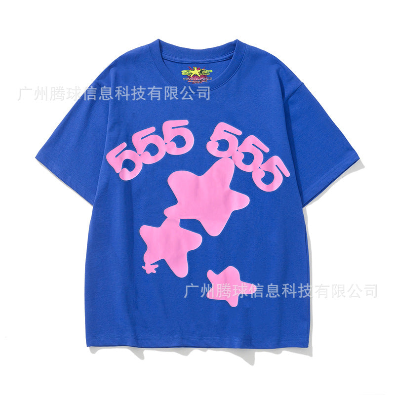 Sp5der short-sleeved foam letter T-shirt