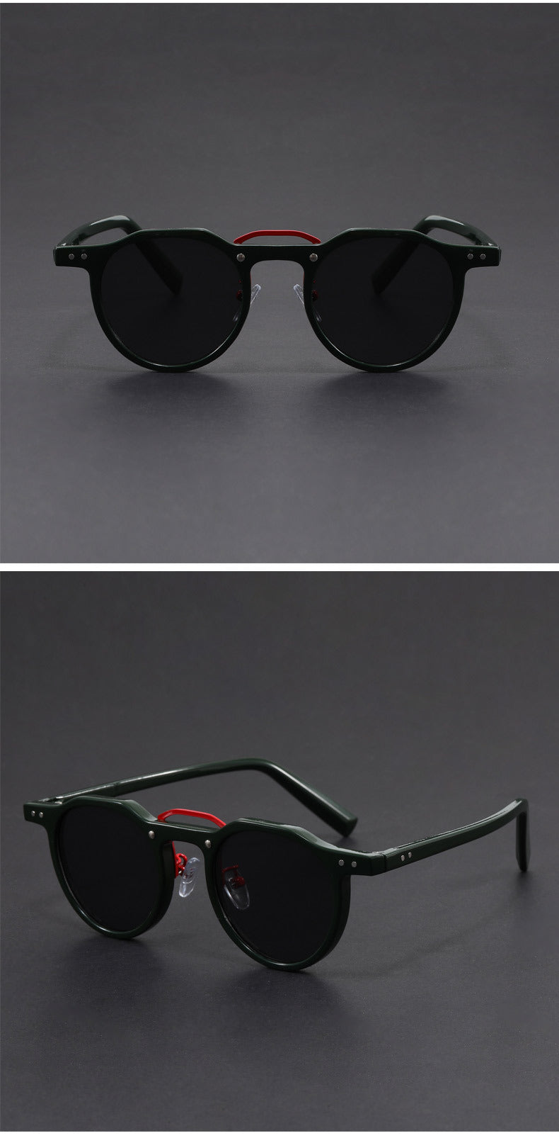 Punk small round frame faux acetate sunglasses