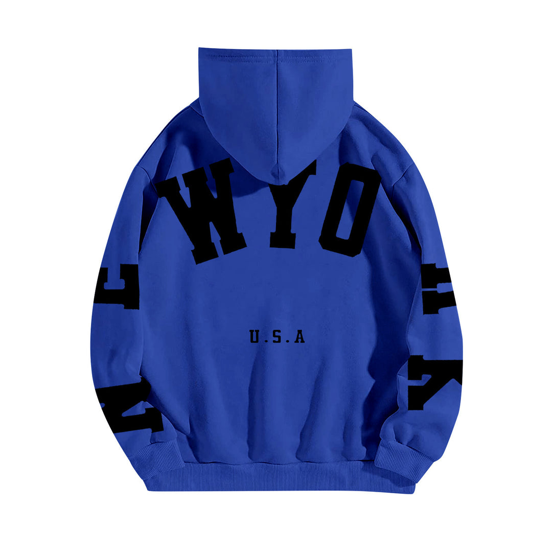 wyo newyork letter print hoodie, loose fit, oversized hoodie