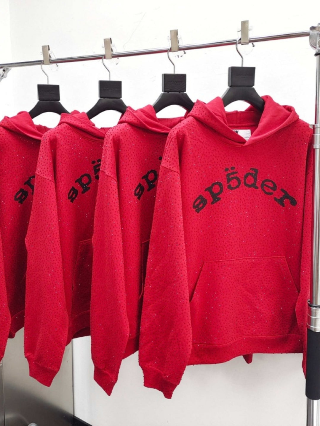 Sp5der full-rhinestone hoodie and sweatpants