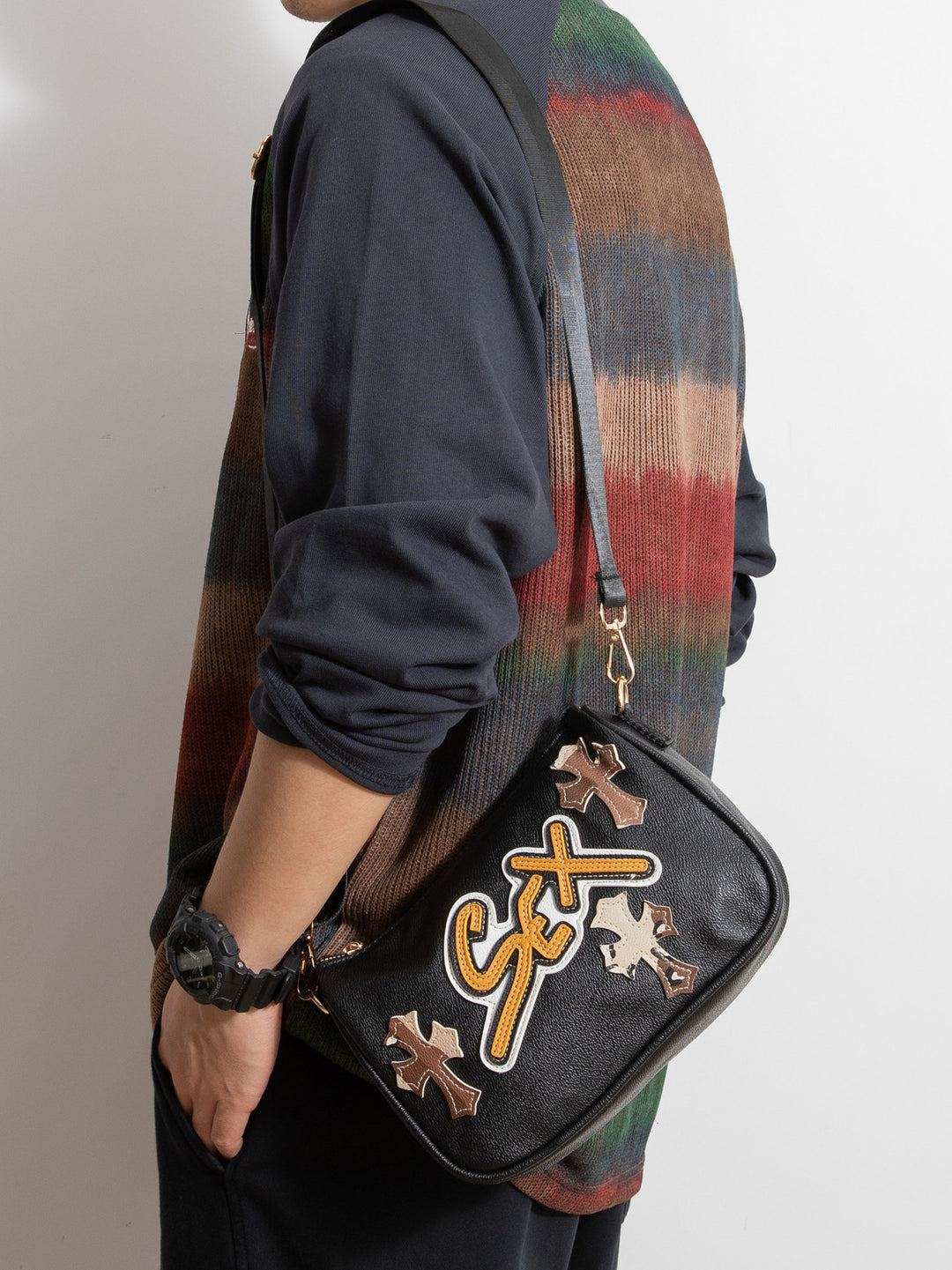 Chrome Hearts cross camouflage PU leather crossbody bag