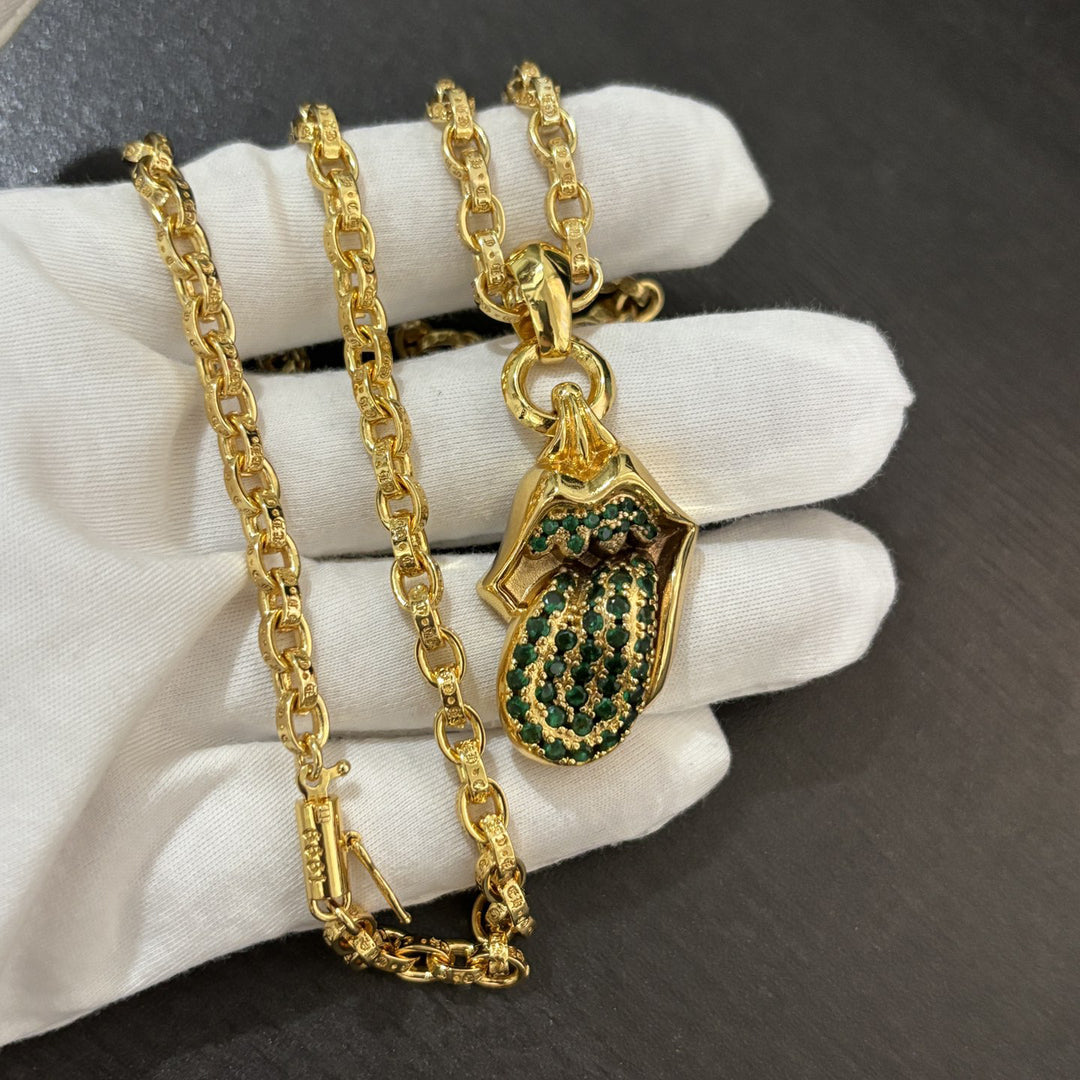 Chrome Hearts Golden Diamond Tongue Pendant