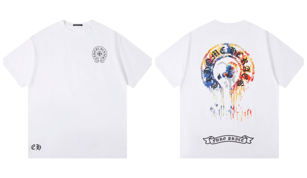 Chrome Hearts Summer Embroidery Print Cotton T-Shirt Short-Sleeve