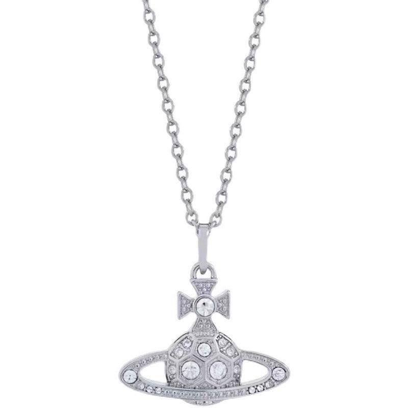 Saturn full diamond necklace clavicle chain