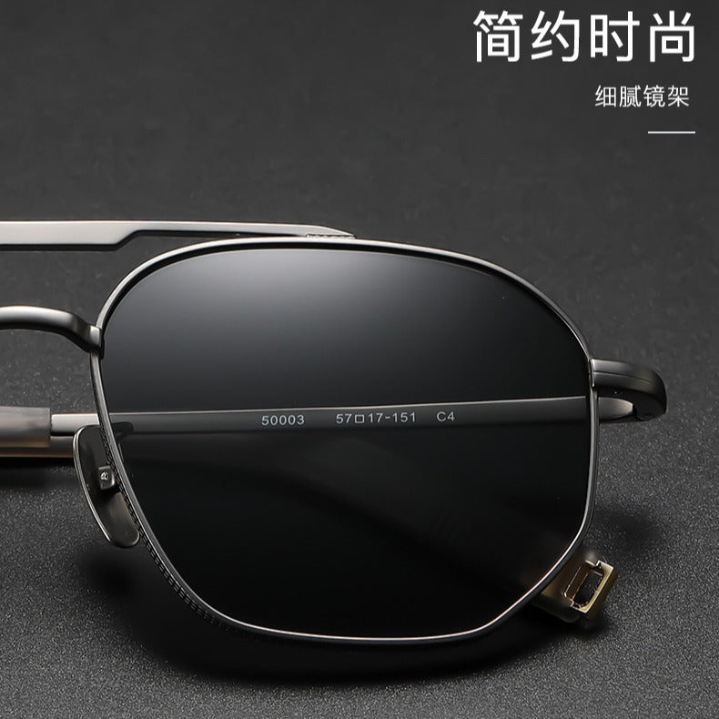 Oversized square pure titanium polarized sunglasses