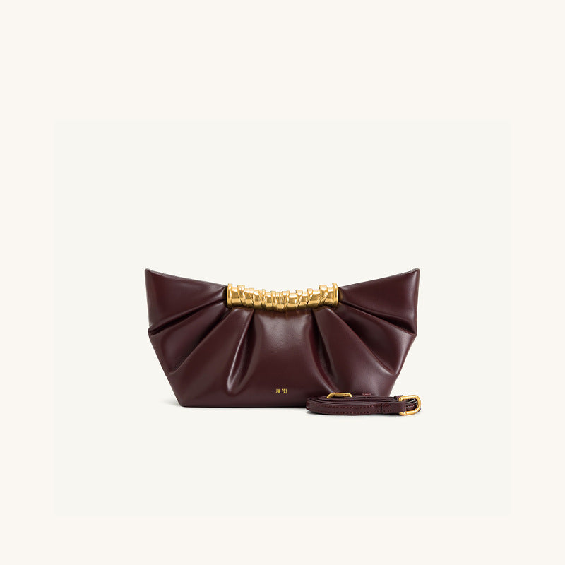 Ruched Clutch with Metal Clasp