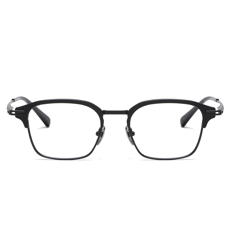 Square-frame business glasses made of pure titanium