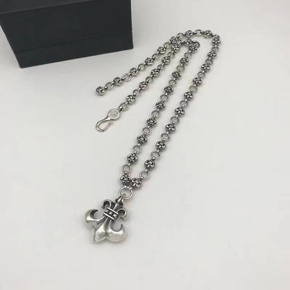 chrome hearts personalized anchor scout flower pendant cross chain necklace