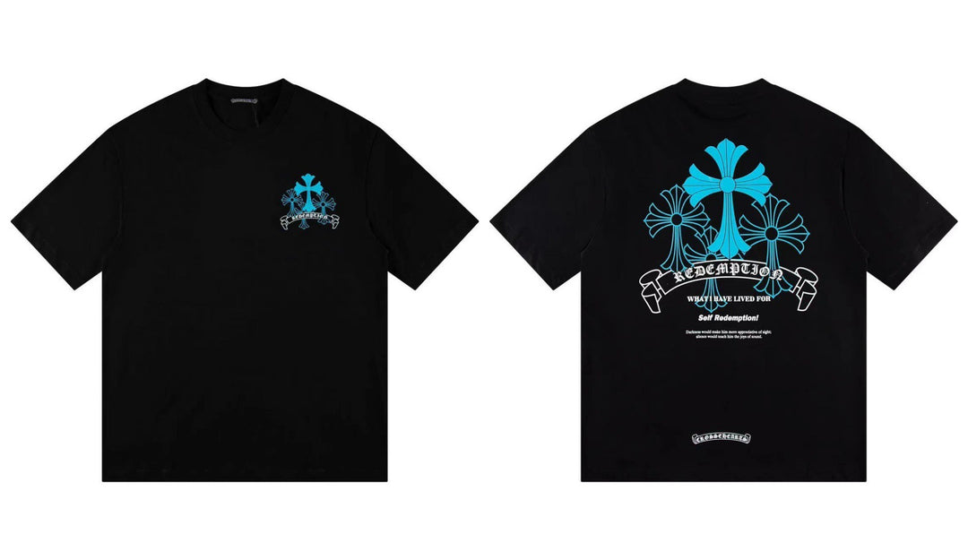 Chrome Hearts Summer Embroidery Print Cotton T-Shirt Short-Sleeve