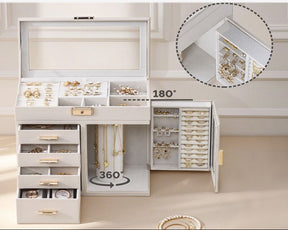 Transparent window leather jewelry armoire