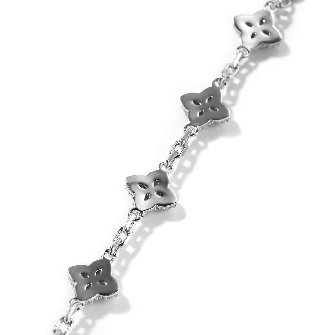 Full-Pavé Lucky Four-Leaf Clover Bracelet Necklace