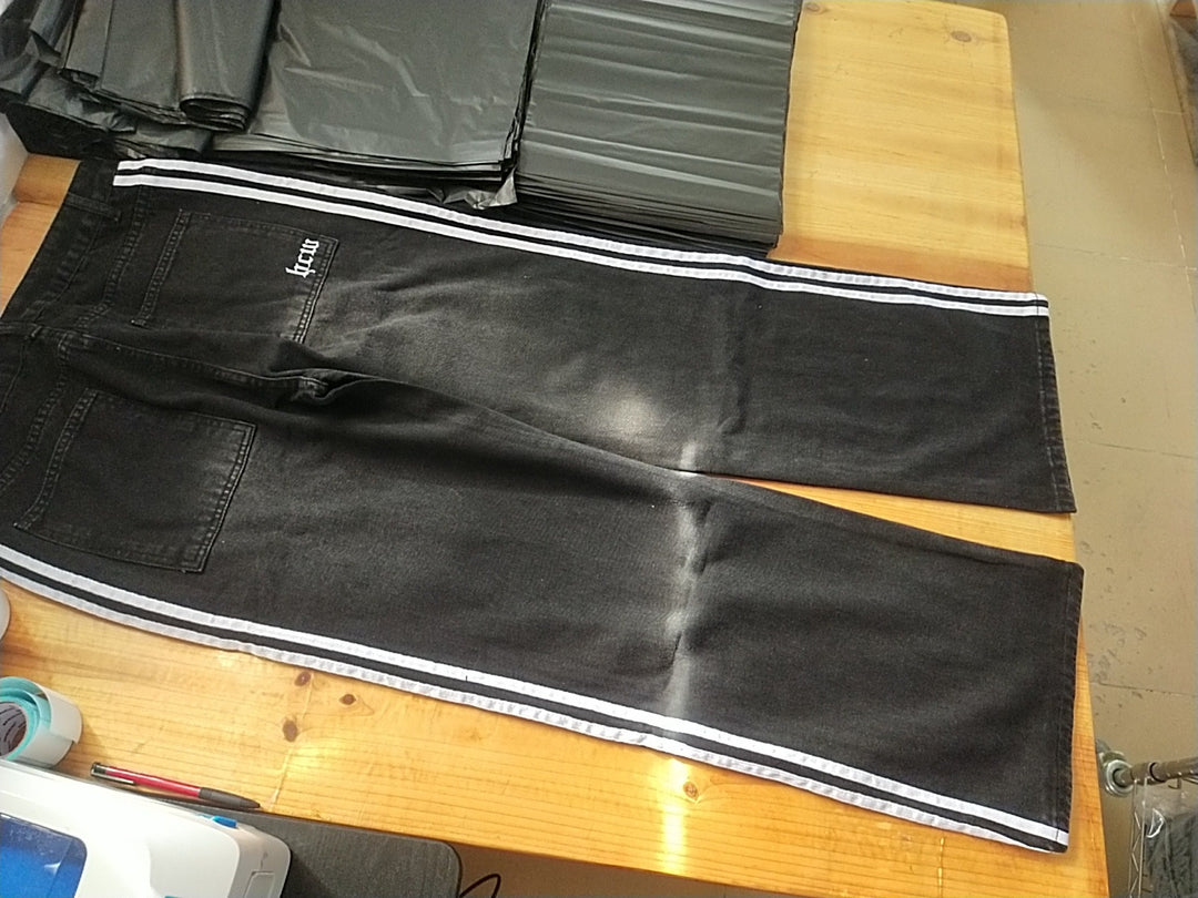 Striped jeans, Y2K casual wide-leg straight-leg jeans