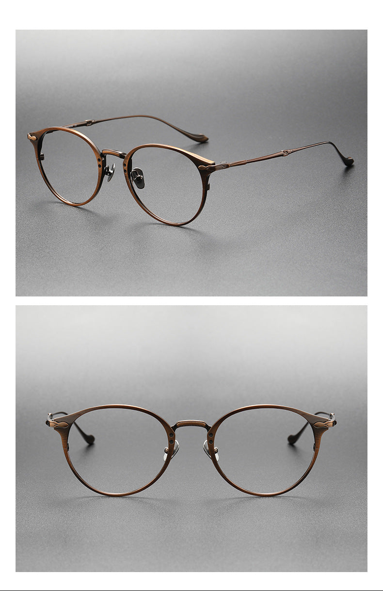 Retro Round Glasses Two-Tone Titanium & Acetate Frame